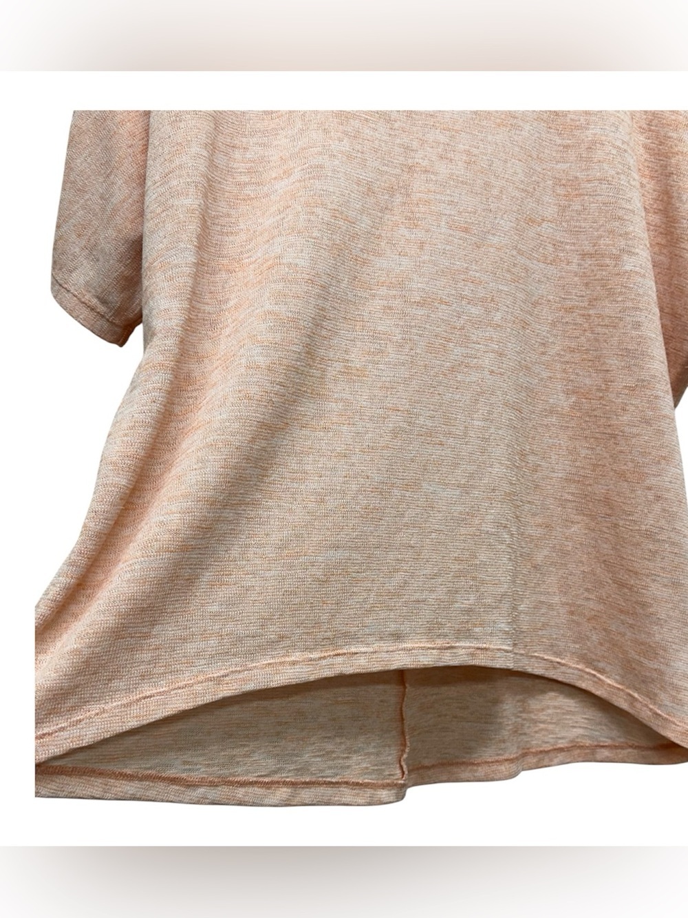 Chico's Womens Sweater Top Peach Orange Short Sleeve Knit Size 3 Coastal Beach - Picture 4 of 6
